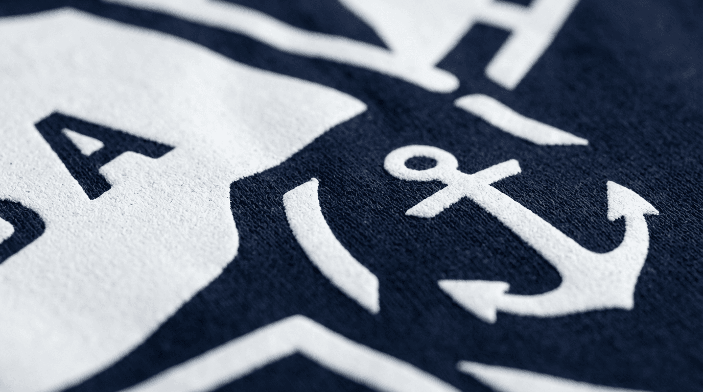 Sérigraphie textile en atelier, impression par pochoir sur vêtement professionnel